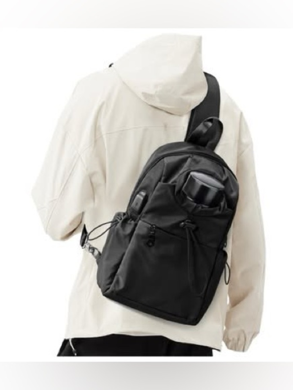 New - Black Sling Crossbody Bag for Men Women, Tactical Backpack Shoulder